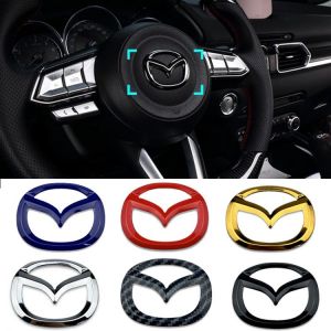 אביזרים לרכב מאזדה 3D Auto Styling Steering Wheel Center Emblem Sticker Decal Refit Badge for Mazda Atenza Axela CX4 CX5 Car Interior Decoration