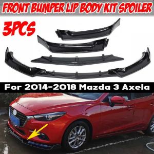 אביזרים לרכב מאזדה אביזרים למאזדה 2/3/6/CX-5 3Pcs Car Front Bumper Splitter Lip Diffuser Body Kit Spoiler Protection Guard For Mazda 3 Axela 2014 2015 2016 2017 2018 ליף 3 חלקים איכותי למאזדה 3 2014 עד 2018