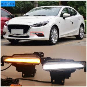 2pcs DRL for Mazda 3 axela 2017 2018 12V LED car DRL Driving daytime running lights fog lamp with turn Signal style Relay תאורת ערפל לד אור יום למאזדה 3 2017-2018
